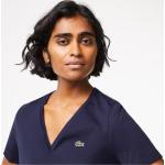 Camisetas azul marino de algodón de cuello pico informales de punto Lacoste talla XL para mujer 