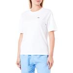 Camisetas blancas de manga corta manga corta con cuello redondo cocodrilo Lacoste talla L para mujer 