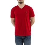 Camisetas rojas de algodón de algodón  cocodrilo Lacoste talla XL para hombre 