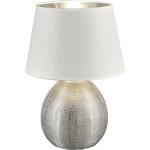 Lámpara de mesa luxor e27 altura 35 cm plateado y blanco