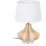 Lámpara de mesa de cristal acanalado y tela de lino dorada de Ø 30x47 cm