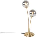 Lámpara de mesa moderna dorada cristal ahumado 2-luces - ATHENS