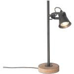 Lámpara de mesa rural negra con madera - JELLE