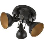 Lámpara de techo Briloner Leuchten, redonda con 3 focos giratorios con estilo retro/vintage, 40 W, diámetro de 21 cm, metal, E14, color negro y oro, 21 x 21 x 15,6 cm