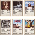 Lana Del Rey - Juego de 6 pósteres de portada de álbum de 8 x 12 pulgadas, pósteres de música para habitación, lienzo estético, arte de pared para decoración de habitación de adolescentes, sin marco