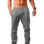 Pantalones grises de algodón de lino de verano transpirables talla XL para hombre 