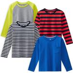 Camisetas azul marino de algodón de manga larga infantiles con rayas 4 años 