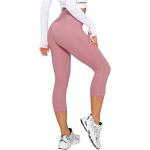 Pantalones rosas de licra capri fitness de verano transpirables talla L para mujer 