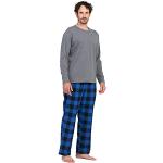 Pijamas largos grises de algodón a cuadros talla S para hombre 