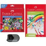 Lápices de colores "Castell" de Faber-Castell, caja de cartón de 60 lápices, 60 Stifte + Block + Spitzer