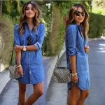 Vestidos azules de manga larga tallas grandes manga larga informales talla 3XL para mujer 