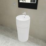 Grifos blancos de cerámica de lavabo  modernos vidaXL 