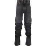 Jeans orgánicos negros de algodón de corte recto rebajados con logo talla 7XL de materiales sostenibles para mujer 