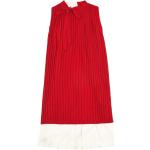 Vestidos plisados rojos de poliester rebajados sin mangas con escote asimétrico talla XL para mujer 