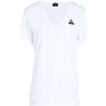 Camisetas blancas de algodón de manga corta manga corta con escote V de punto Le Coq Sportif talla XS para mujer 