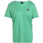 Camisetas verdes de poliester de manga corta manga corta con escote V de punto Le Coq Sportif talla XS para mujer 