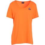 Camisetas naranja de poliester de manga corta manga corta con cuello redondo de punto Le Coq Sportif talla XS para mujer 