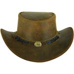 Sombreros marrones de cuero de disfraces vintage trenzados con tachuelas talla L para hombre 