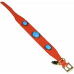 Collar de perro de cuero Pocahontas Naranja - Azul