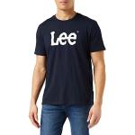 Camisetas azules de algodón de manga corta rebajadas manga corta con cuello redondo con logo Lee talla S para hombre 