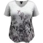 Camisas estampadas grises tallas grandes manga corta informales floreadas talla 4XL para mujer 