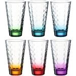 Vasos multicolor de vidrio de agua de 300 ml aptos para lavavajillas en pack de 6 piezas 
