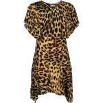 Vestidos marrones de seda de leopardo rebajados con escote asimétrico leopardo STELLA McCARTNEY con volantes talla XXL de materiales sostenibles para mujer 