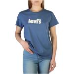 Camisetas azules de algodón de algodón  rebajadas LEVI´S talla S para mujer 