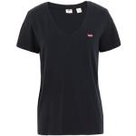 Camisetas negras de algodón de manga corta manga corta con escote V de punto LEVI´S talla XS para mujer 