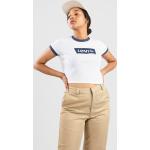 Camisetas blancas de algodón de manga corta rebajadas manga corta informales con logo LEVI´S talla M para mujer 