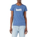 Camisetas azules de manga corta rebajadas con cuello redondo informales con logo LEVI´S The Perfect talla S para mujer 