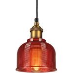 LFsem Vintage Lámparas de colgantes industrial Colorida Vidrio Lámpara de techo E27 Loft Colgantes de luz Iluminación de Suspensión para Restaurantes Bar (Rojo)