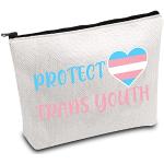 LGBTQ Transgénero regalo Transgénero bolsa de maquillaje Transgénero bandera regalo proteger trans juventud LGBTQ orgullo mes bolsa de viaje, Protege a los jóvenes, L9 W7 H0.39