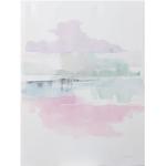Cuadro lienzo abstracto de técnica impresión azul y rosa de 80x60 cm