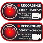 LIMBQS Model 3 Sentry Mode Pegatina estática para Tesla Model 3 S X Y Car Camera Record Window Stickers Pegar sin rastro (2PCS Red)