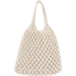 Bolsas blancas de algodón de playa vintage de punto con crochet para mujer 