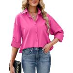 Camisas rosas de piel de manga larga de verano manga larga con escote V vintage con rayas talla M para mujer 