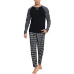 Pijamas largos grises de algodón rebajados de otoño a cuadros talla M para hombre 