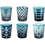 Vasos azul marino de vidrio de agua en pack de 6 piezas 