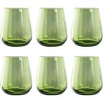 Vasos verdes de vidrio de agua de 400 ml en pack de 6 piezas para 6 personas 