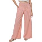Pantalones premamá rosas de mezcla de algodón de verano petite hippie talla L para mujer 