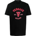 Camisetas negras de algodón de cuello redondo rebajadas manga corta con cuello redondo con logo VERSACE talla M para hombre 