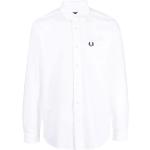 Camisas blancas de algodón de manga larga manga larga con logo Fred Perry para hombre 