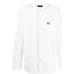 Camisas blancas de poliester de manga larga manga larga con logo Fred Perry talla S para hombre 