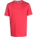 Camisetas rojas de algodón de cuello redondo manga corta con cuello redondo con logo Diesel para hombre 