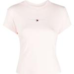 Camisetas rosa pastel de algodón de manga corta manga corta con cuello redondo con logo Tommy Hilfiger Sport talla XS para mujer 