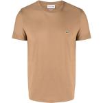 Camisetas marrones de algodón de cuello redondo manga corta con cuello redondo con logo Lacoste para hombre 