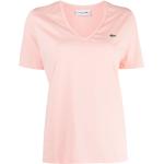 Camisetas rosas de algodón de manga corta rebajadas manga corta con logo Lacoste para mujer 