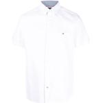 Camisas blancas de algodón de lino  rebajadas manga corta con logo Tommy Hilfiger Sport para hombre 