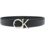 Cinturones negros de piel con hebilla  rebajados largo 75 con logo Calvin Klein para mujer 